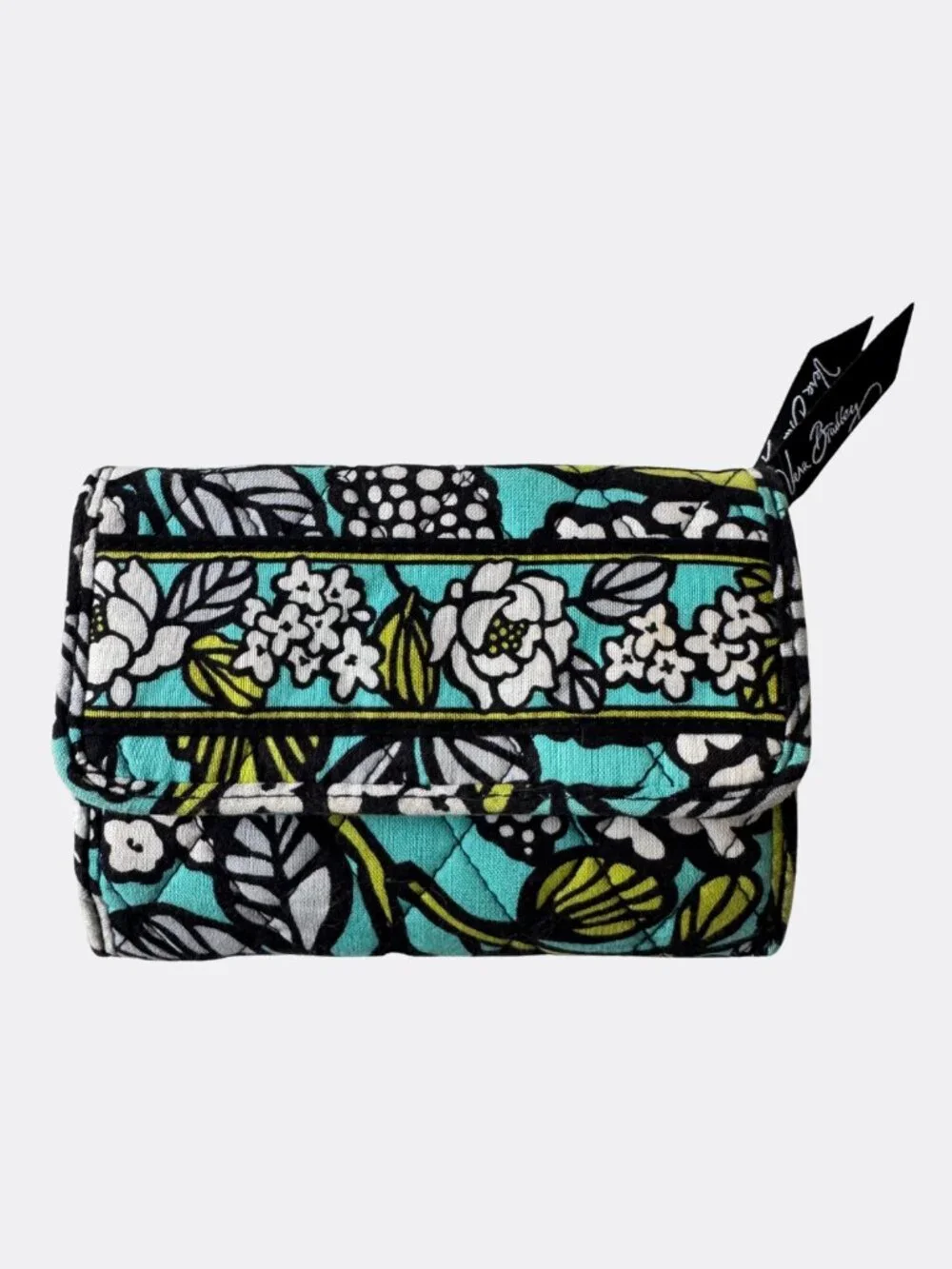 Vera Bradley Island Blooms Retired Trifold Organizer Wallet Turquoise Floral